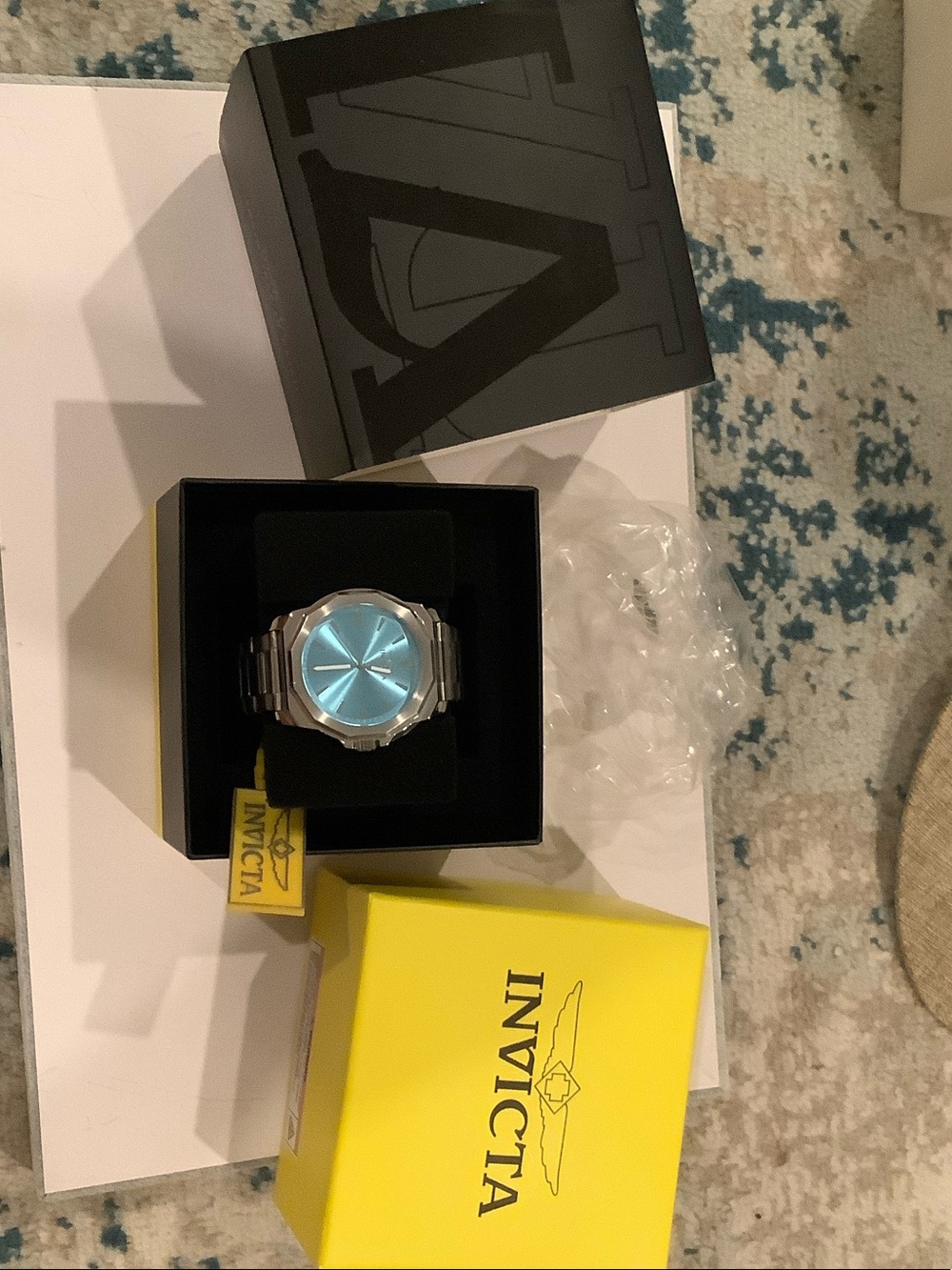 Men’s Invicta Silver Watch with Blue Dial
